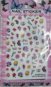 NAIL ART STICKERS- SELF ADHESIVE - MIXED FLOWERS