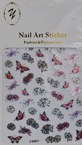 NAIL ART STICKERS- SELF ADHESIVE - ROSE, FLOWER, BUTTERFLY