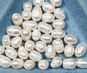 7-10 x 7-8MM FRESHWATER CULTURED PEARLS -  LARGE HOLE - SEASHELL COLOUR