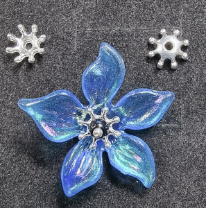 BEAD CAPS - ALLOY SILVER FLOWERS - 8X2.5MM