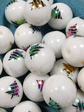 10MM  GLASS BEADS - Packet of 10 - XMAS TREES - WHITE/MULTI
