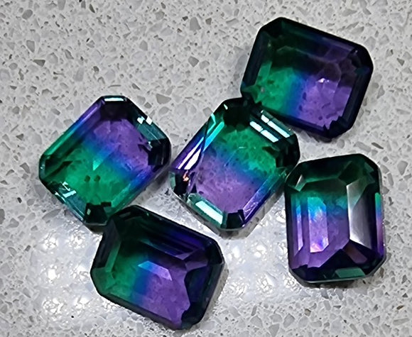 CABOCHON & PENDANTS - 10X8X4.2MM K9 GLASS RHINESTONE - EMERALD/PURPLE