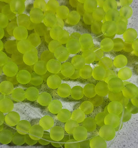 8MM FROSTED GLASS BEADS - TRANSPARENT - LIME YELLOW