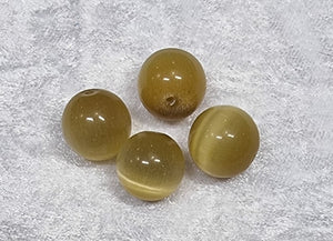 14MM GLASS BEADS - ROUND - CAT'S EYE - CAMEL COLOUR