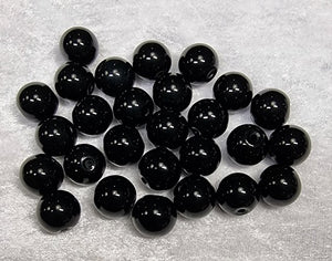 12MM GLASS BEADS - 20 PER PACKET - BLACK