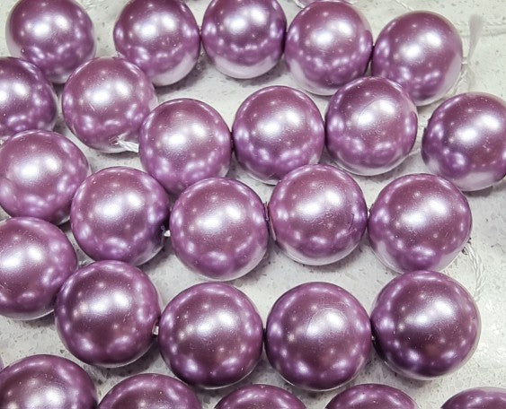 12MM GLASS ROUND PEARLS - DARK LILAC