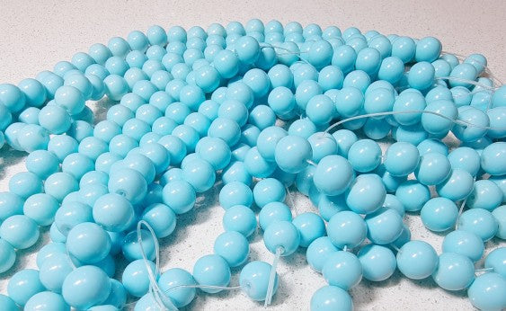 10MM GLASS BEADS - OPAQUE - BABY BLUE