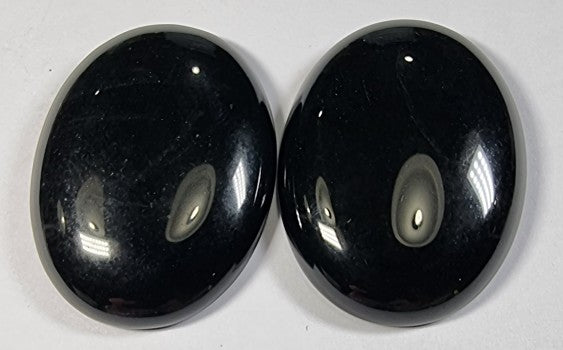 CABOCHONS 40X30MM OVAL NATURAL BLACK AGATE