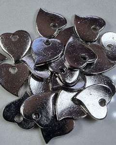 CHARMS - HEARTS - 12 X 12MM SILVER COLOUR