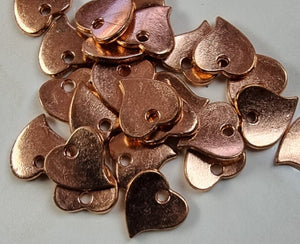 CHARMS - HEARTS - 12 X 12MM ROSE GOLD COLOUR