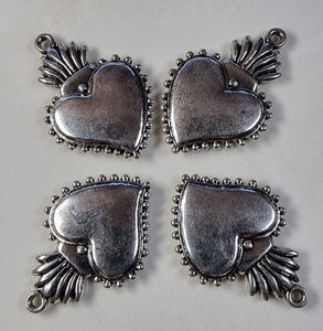 CHARMS - HEARTS -20X29MM ANTIQUE SILVER COLOUR