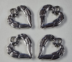 CHARMS - HEARTS -17x19MM ANTIQUE SILVER COLOUR