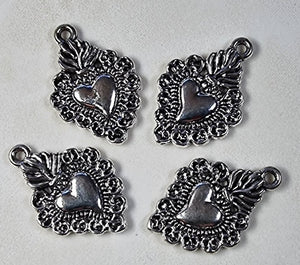 CHARMS - HEARTS -14X21MM ANTIQUE SILVER COLOUR