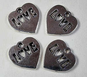 CHARMS - HEARTS -15X15MM ANTIQUE SILVER COLOUR