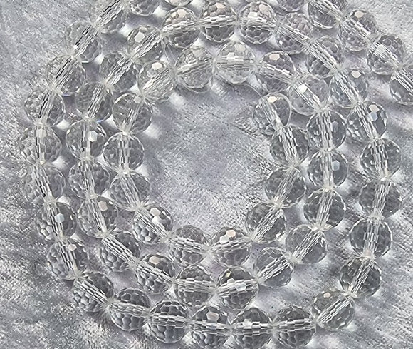 14MM ABACUS/RONDELLE GLASS BEADS- Packet of 6 - CLEAR