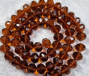 14MM ABACUS/RONDELLE GLASS BEADS- Packet of 6 - BROWN