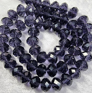 14MM ABACUS/RONDELLE GLASS BEADS- Packet of 6 - DARK AMETHYST