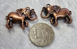 CHARMS - ELEPHANTS - 32 X 41MM - RED COPPER COLOUR