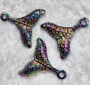 CHARMS - WHALE TAIL - 26X25X3MM - ION PLATED RAINBOW