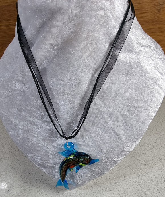 CORD AND ORGANZA NECKLACE - 17'' WITH LOBSTER CLASP