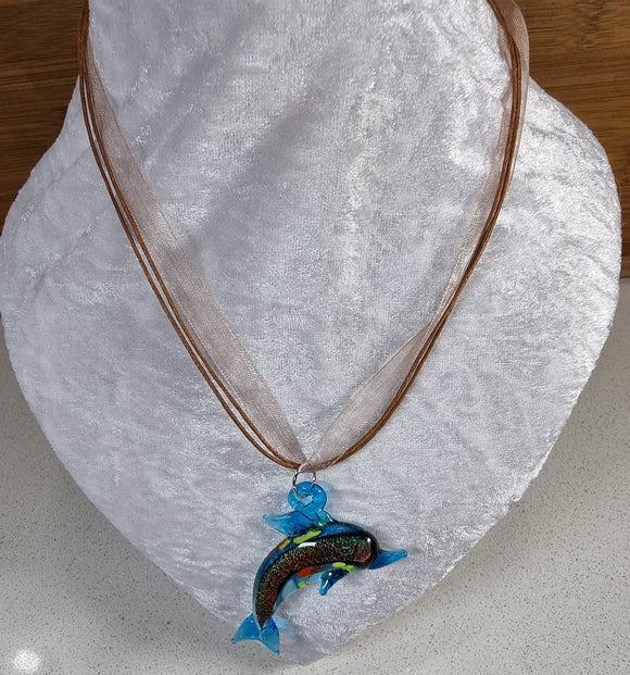 CORD AND ORGANZA NECKLACE - 17'' WITH LOBSTER CLASP