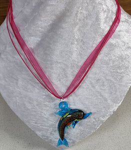 CORD AND ORGANZA NECKLACE - 17'' WITH LOBSTER CLASP