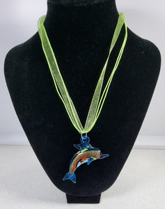 CORD AND ORGANZA NECKLACE - 17'' WITH LOBSTER CLASP