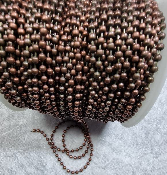 CHAIN - IRON - BALL CHAIN -  SOLDERED -3.2MM DIAMETER - COPPER COLOUR