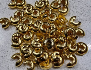 CRIMP BEAD COVERS - BRASS - GOLD COLOUR - 5MM