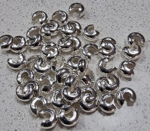 CRIMP BEAD COVERS - BRASS - SILVER COLOUR - 5MM