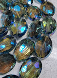 OVALS - 16 x 12 x 7MM FACETED CRYSTAL GLASS - GREEN
