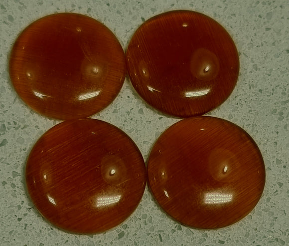 CABOCHON - 18MM CAT'S EYE  - ROUND - MEDIUM ORANGE