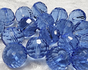 12MM GLASS BEADS - 10 PER PACKET - DODGER BLUE