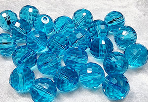 12MM GLASS BEADS - PER STRAND - SKYE BLUE