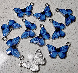 CHARMS - BUTTERFLY - 13.5 X 20MM - COLOUR - BLUE