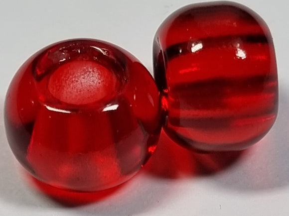 RONDELLES - 13-14MM H/MADE LAMPWORK GLASS BEADS- RED