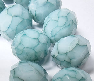 RONDELLES - 11-12MM  FACETED GLASS BEADS- TURQUOISE GREEN