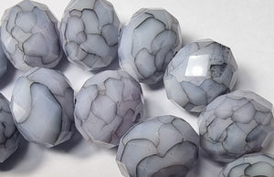 RONDELLES - 11-12MM  FACETED GLASS BEADS- GREY