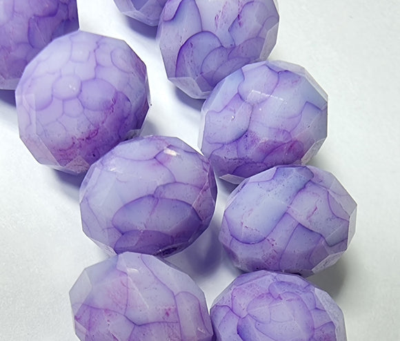 RONDELLES - 11-12MM  FACETED GLASS BEADS- PURPLE
