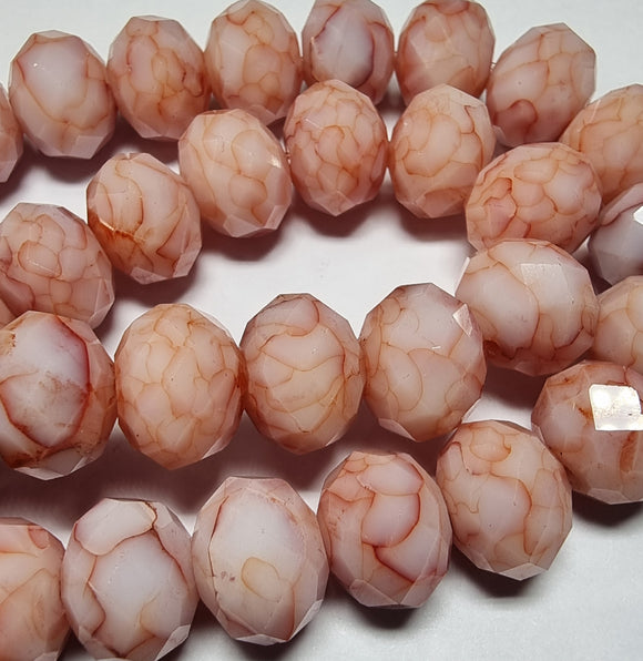 RONDELLES - 11-12MM  FACETED GLASS BEADS- ORANGE RUST