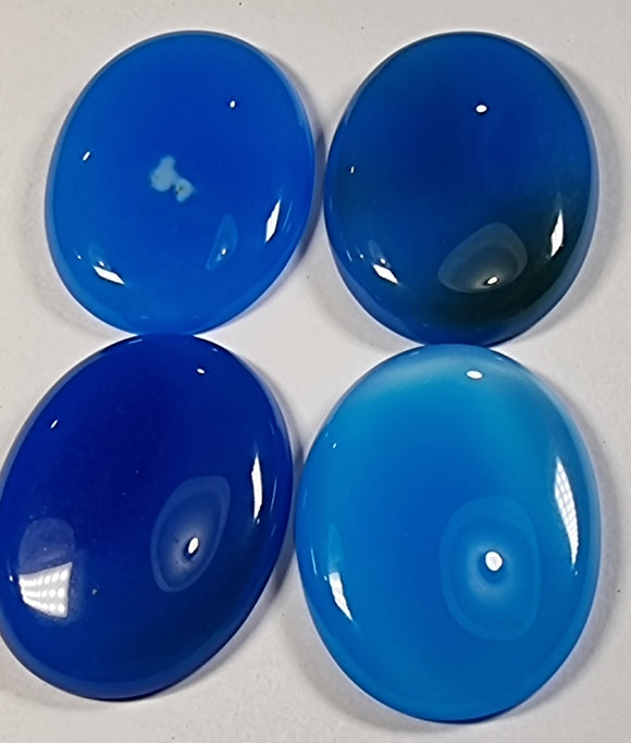 CABOCHONS 40X30MM OVAL NATURAL AGATE - CORNFLOWER BLUE