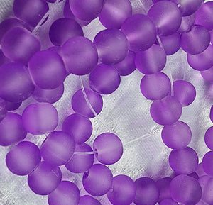 12MM GLASS BEADS - TRANSPARENT FROSTED - LAVENDER