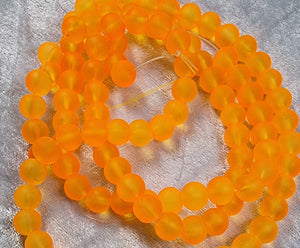 12MM GLASS BEADS - TRANSPARENT FROSTED - ORANGE
