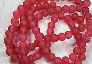 12MM GLASS BEADS - TRANSPARENT FROSTED - RED
