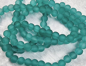 12MM GLASS BEADS - TRANSPARENT FROSTED - GREEN