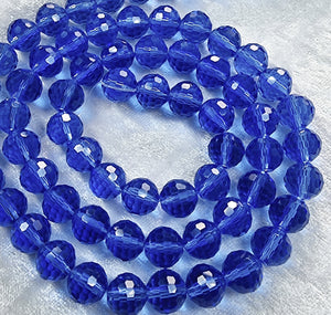 14MM ABACUS/RONDELLE GLASS BEADS- Packet of 6 - MID BLUE