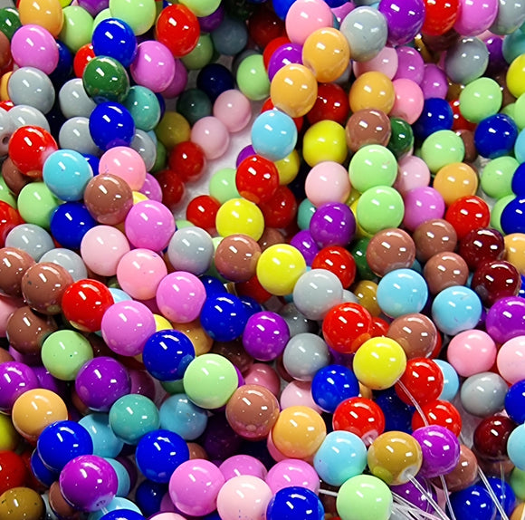 10MM GLASS BEADS - MIXED COLOURS