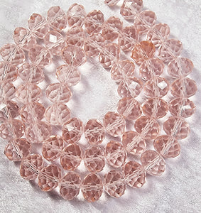 14MM ABACUS/RONDELLE GLASS BEADS- Packet of 6 - PINK