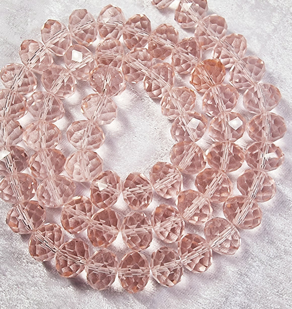 14MM ABACUS/RONDELLE GLASS BEADS- Packet of 6 - PINK