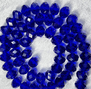 14MM ABACUS/RONDELLE GLASS BEADS- Packet of 6 - ROYAL BLUE